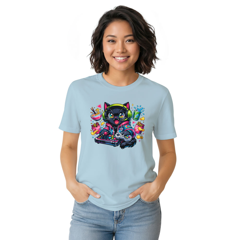Neon Neko Anime Otaku Cat T-Shirt For Gamers Retro Synthwave Cool Gifts For Men Women Boy Kids T-Shirt