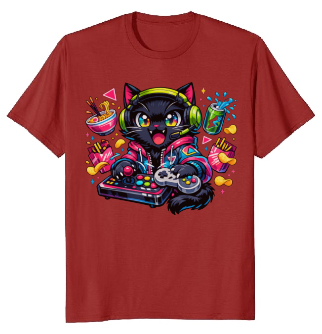 Neon Neko Anime Otaku Cat T-Shirt For Gamers Retro Synthwave Cool Gifts For Men Women Boy Kids T-Shirt
