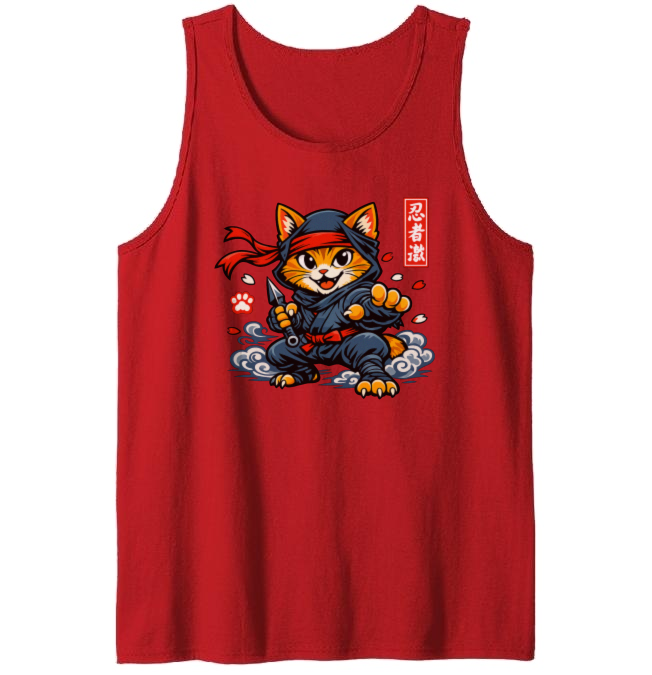 Shinobi Ukiyo-e Ninja Cat Tanktop For Martial Arts Fans Playful Gifts for Men Women Boy Kids Tanktop