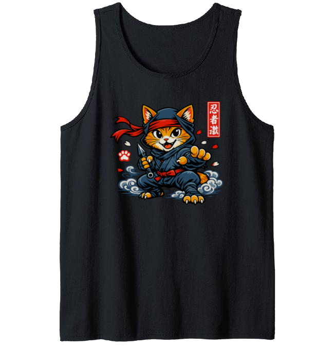 Shinobi Ukiyo-e Ninja Cat Tanktop For Martial Arts Fans Playful Gifts for Men Women Boy Kids Tanktop