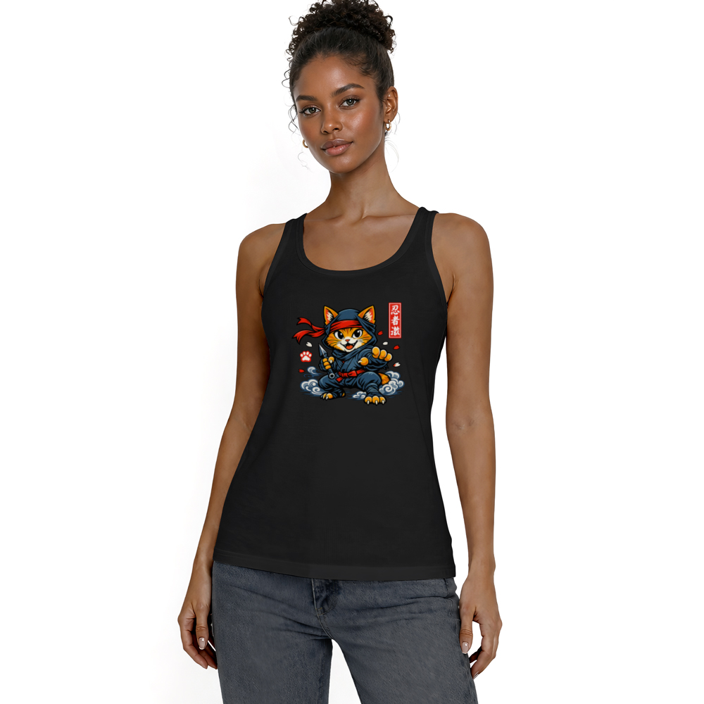 Shinobi Ukiyo-e Ninja Cat Tanktop For Martial Arts Fans Playful Gifts for Men Women Boy Kids Tanktop