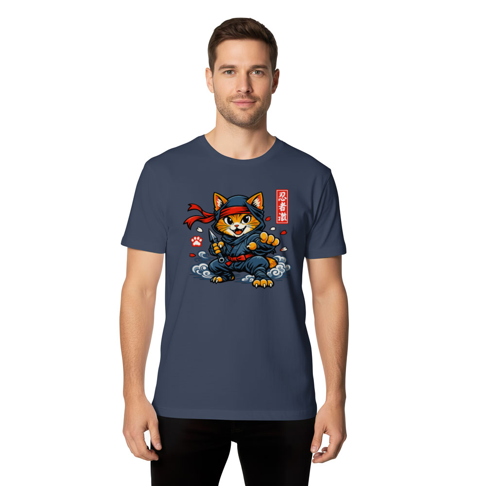 Ukiyo-e Ninja Cat T-Shirt For Anime Fans Playful Gifts for Men Women Boy Kids T-Shirt