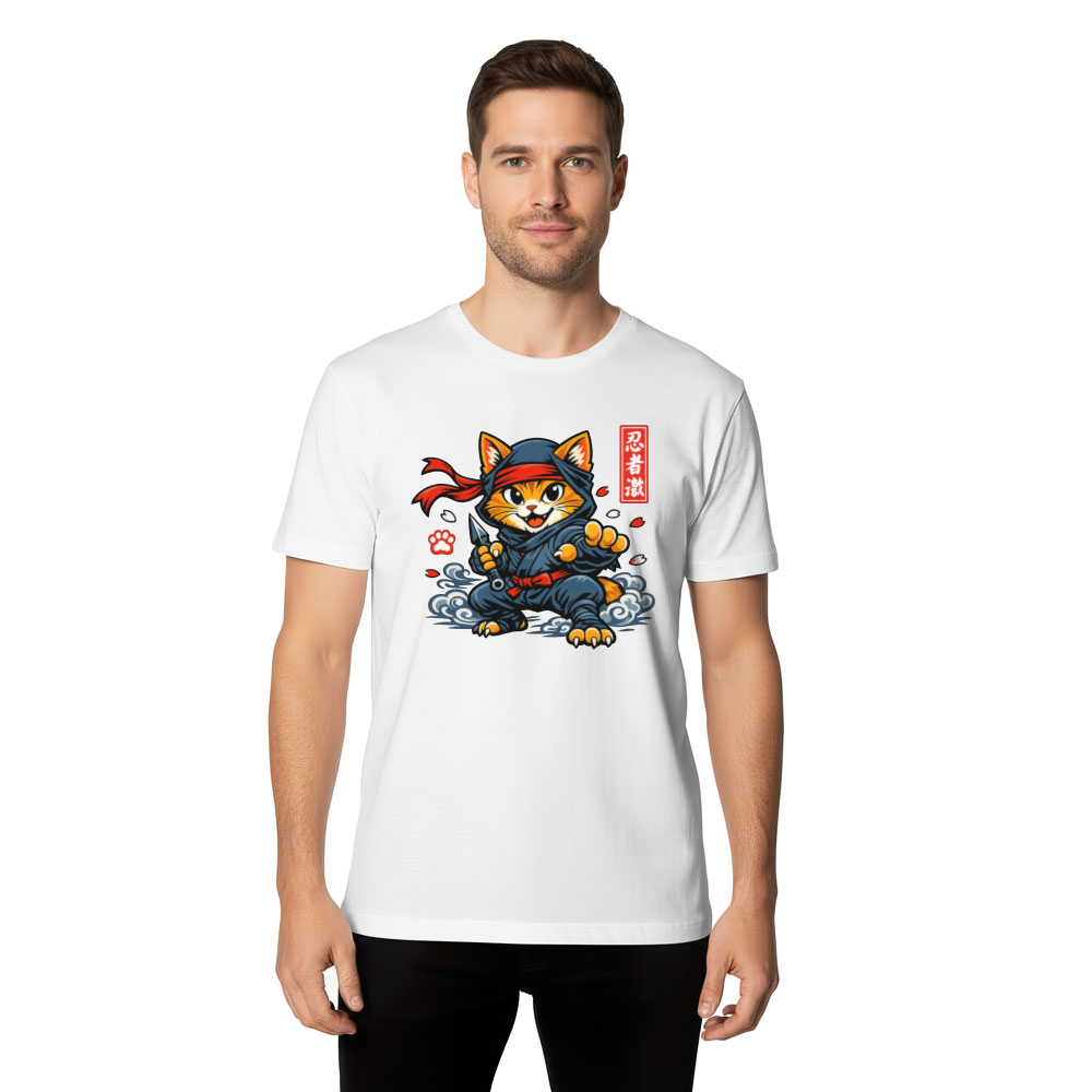 Ukiyo-e Ninja Cat T-Shirt For Anime Fans Playful Gifts for Men Women Boy Kids T-Shirt