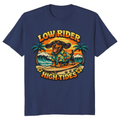 Low Rider High Tides Dachshund Retro 70s Surf Tee Orange Teal Graphic Funny Gifts for Men Women Boy Kids T-Shirt