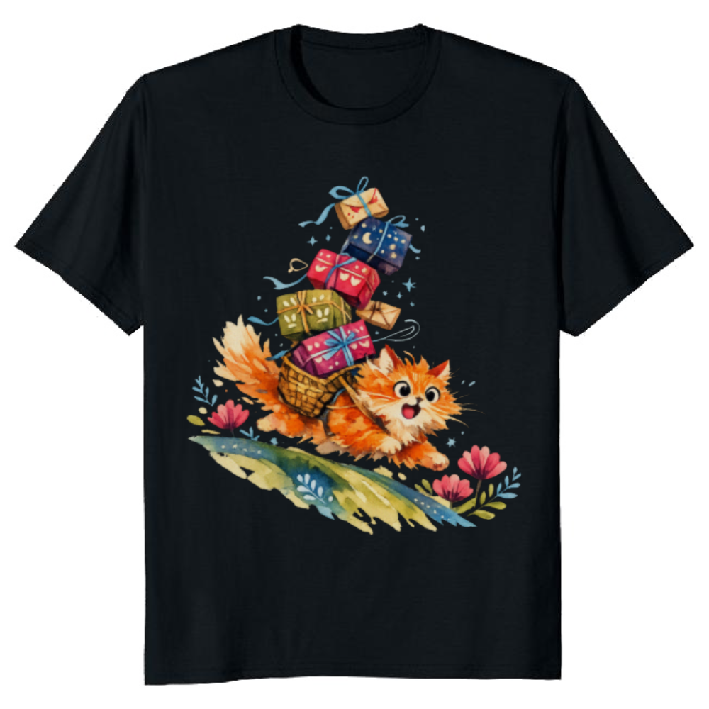 Fluffy Orange Cat T-Shirt For Cat Lovers Whimsical Gifts for Men Women Boy Kids T-Shirt