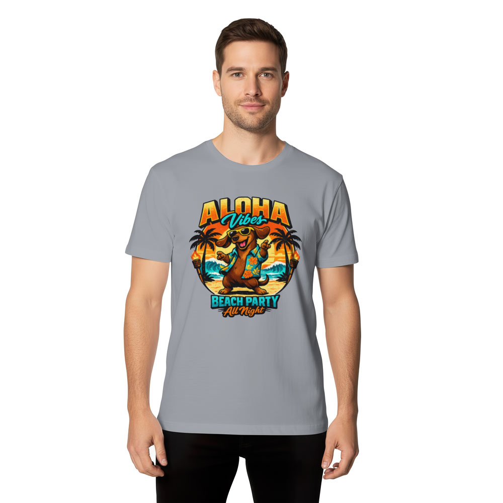 Dancing Dachshund in Hawaiian Shirt Retro Beach Party Graphic Tee Novelty Gifts for Men Women Boy Kids T-Shirt