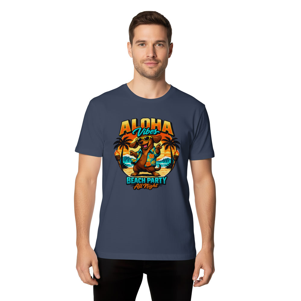 Dancing Dachshund in Hawaiian Shirt Retro Beach Party Graphic Tee Novelty Gifts for Men Women Boy Kids T-Shirt