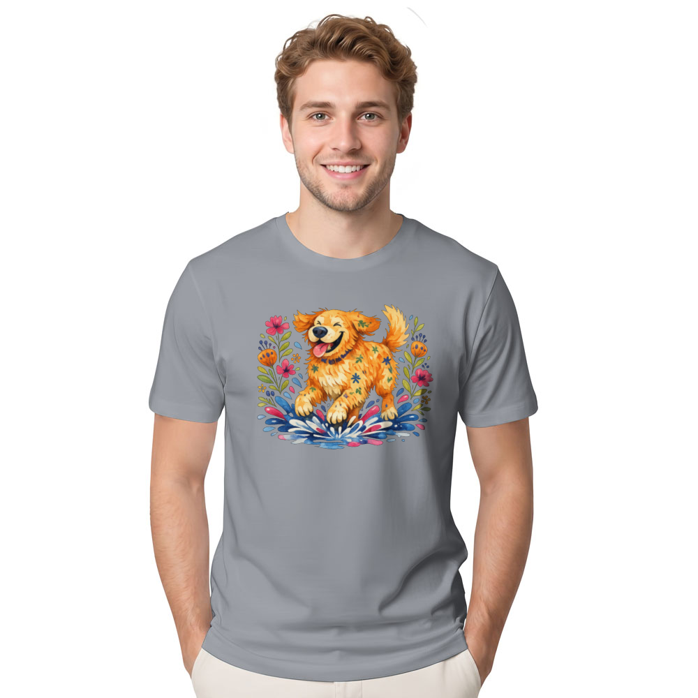 Folk Art Golden Retriever T-Shirt Cozy Gifts for Men Women Boy Kids T-Shirt