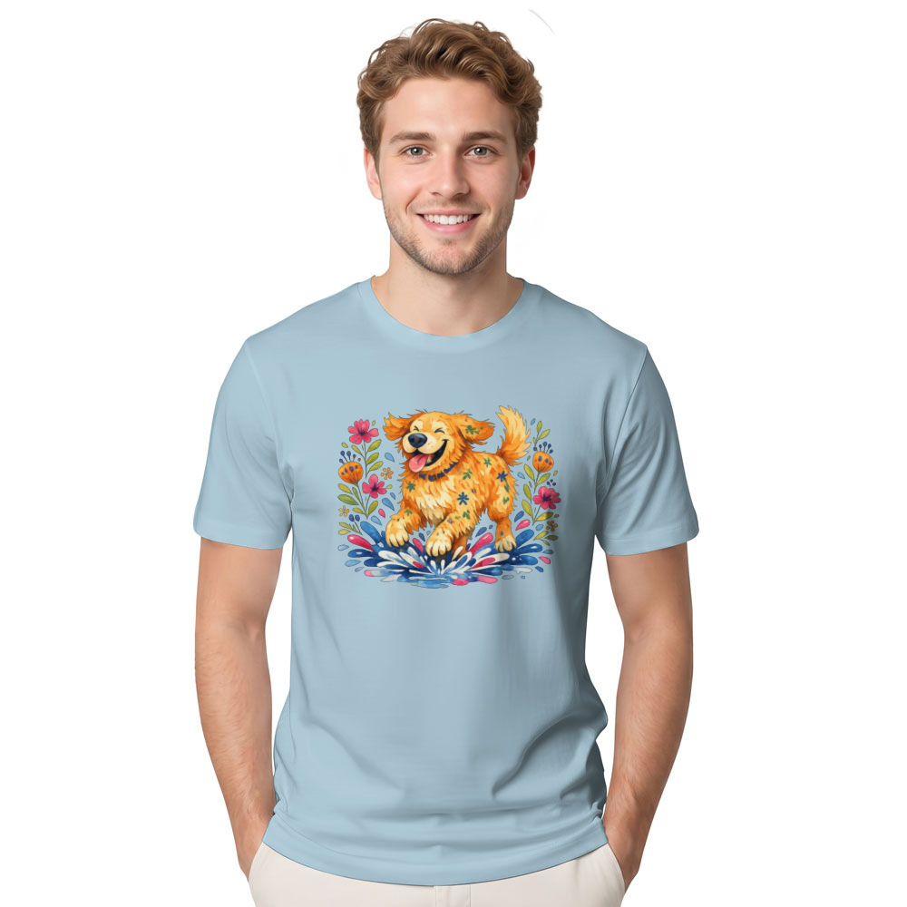 Folk Art Golden Retriever T-Shirt Cozy Gifts for Men Women Boy Kids T-Shirt