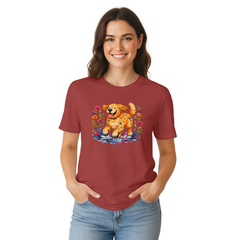 Folk Art Golden Retriever T-Shirt Cozy Gifts for Men Women Boy Kids T-Shirt