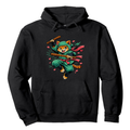 Retro Anime Ninja Cat Pullover Seafoam Green Orange Cute Gifts for Men Women Boy Kids Pull Over Hoodie