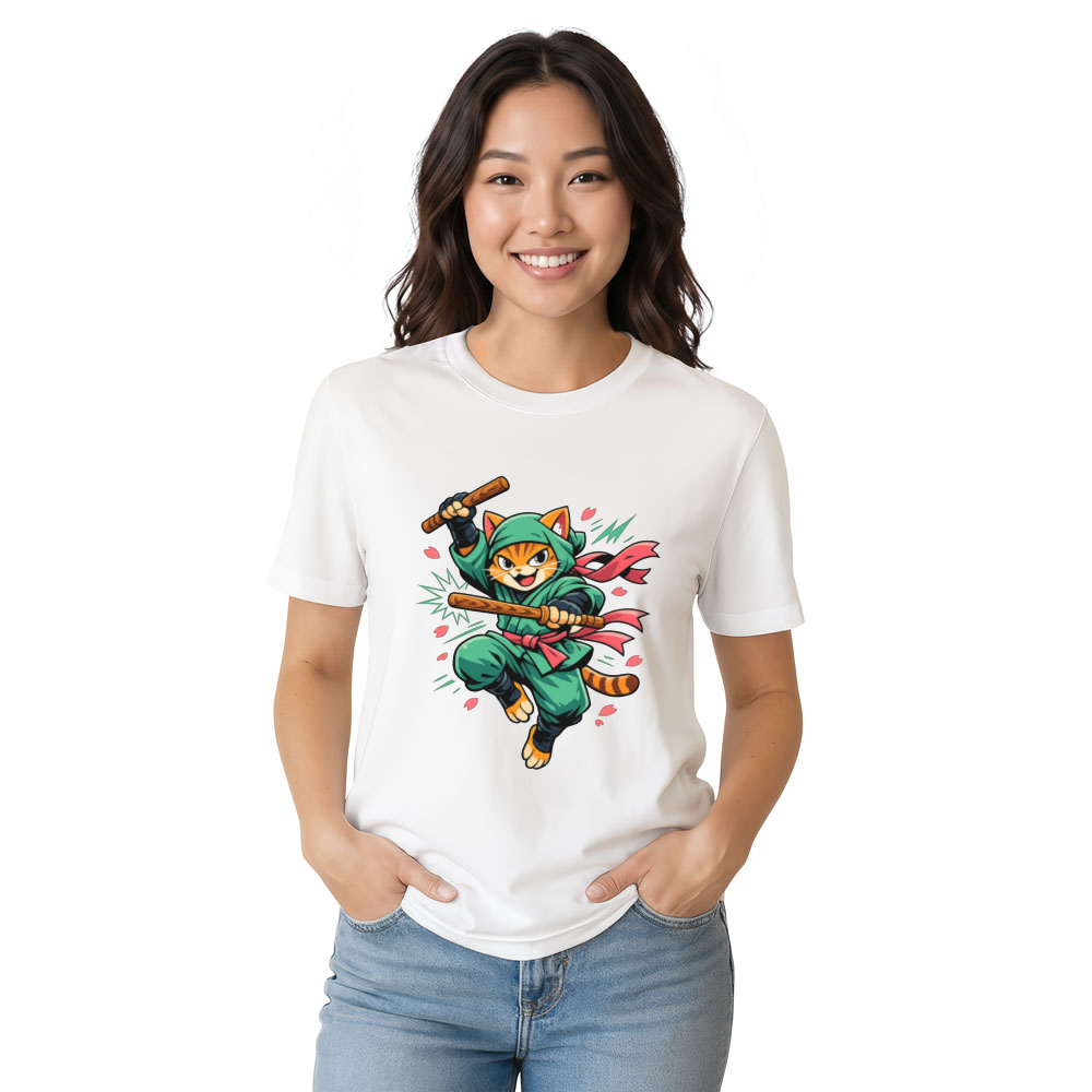 Retro Ninja Cat Graphic Tee For Anime Fans Playful Gifts for Men Women Boy Kids T-Shirt