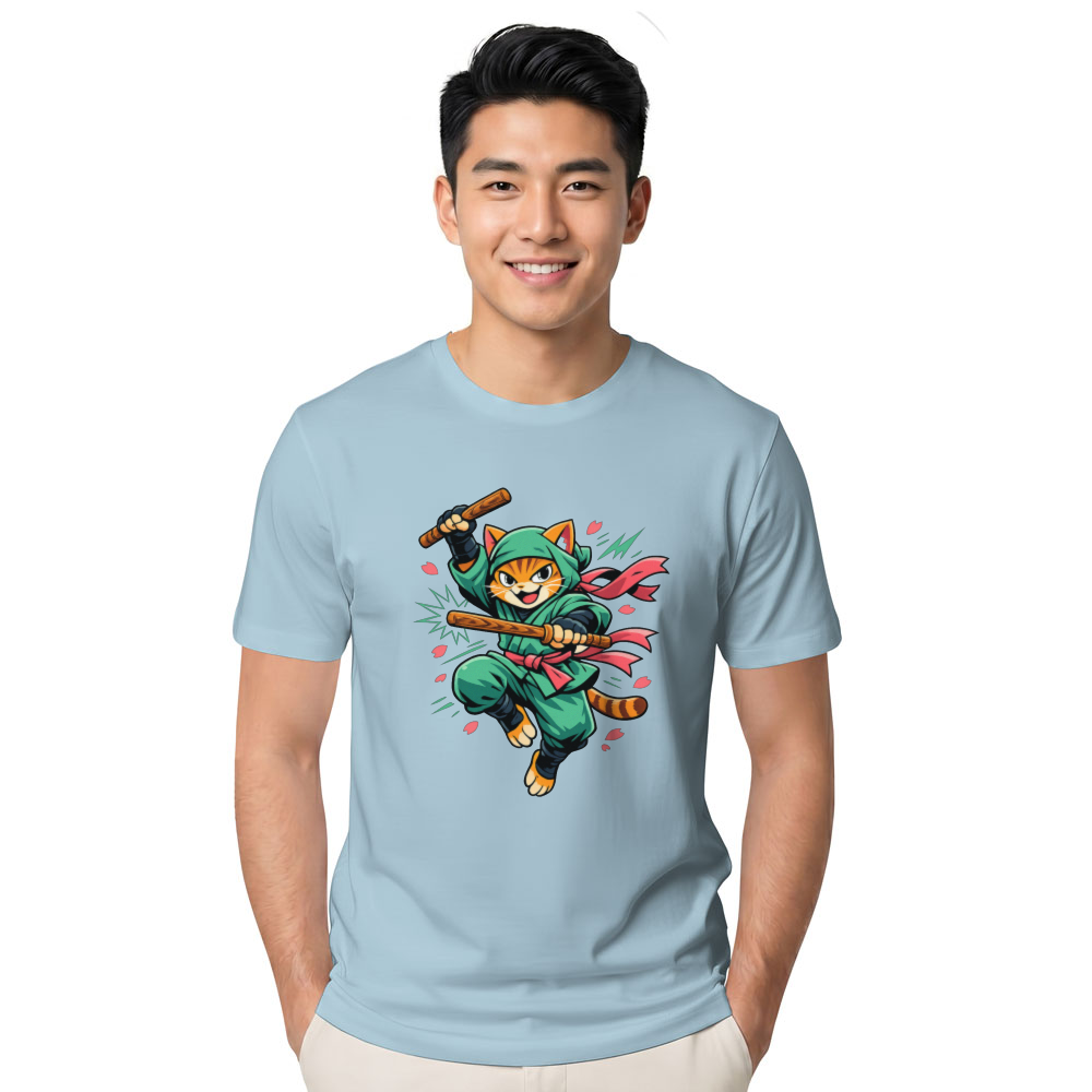 Retro Ninja Cat Graphic Tee For Anime Fans Playful Gifts for Men Women Boy Kids T-Shirt