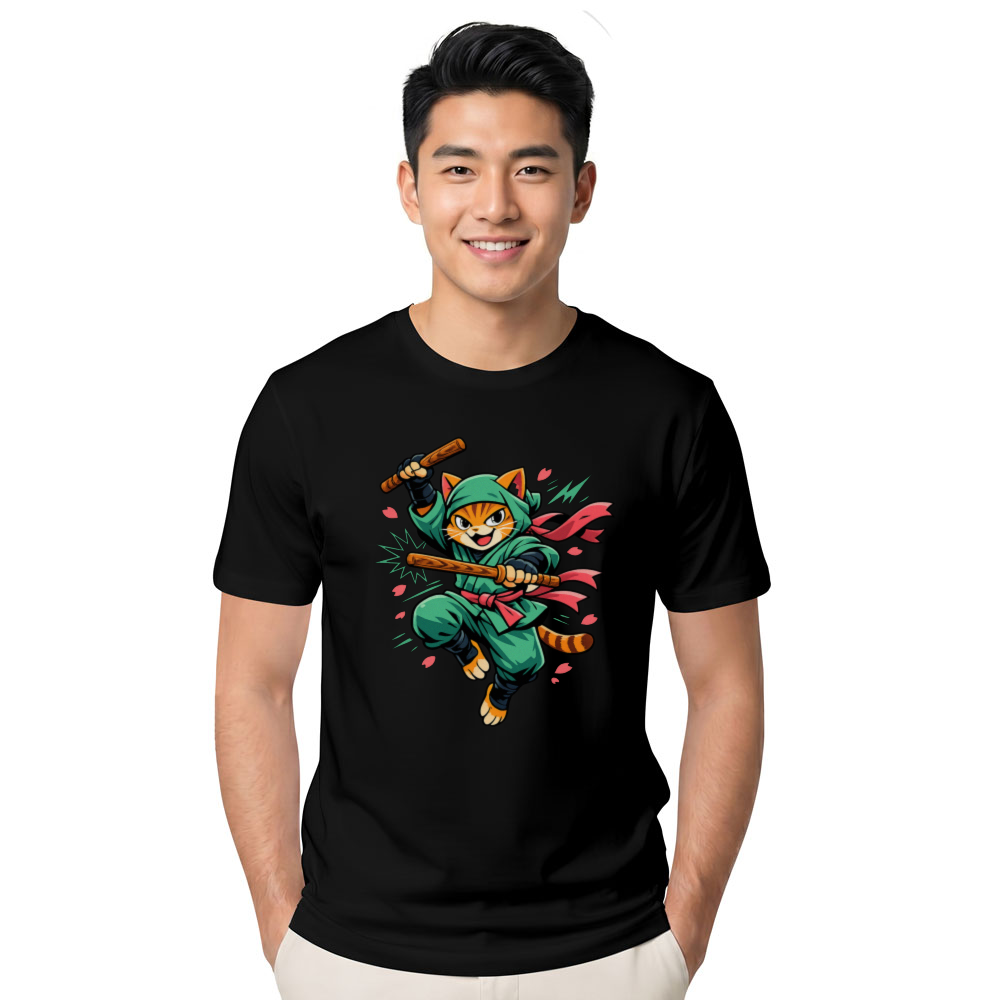 Retro Ninja Cat Graphic Tee For Anime Fans Playful Gifts for Men Women Boy Kids T-Shirt