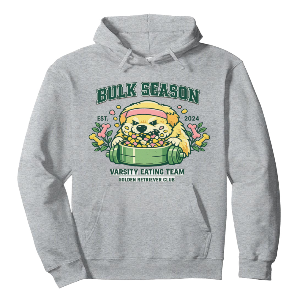 Bulk Season Golden Retriever Varsity Eating Team Hoodie, Pastel Gym Meme Pullover Funny Gifts for Men Women Boy Kids Pull Over Hoodie