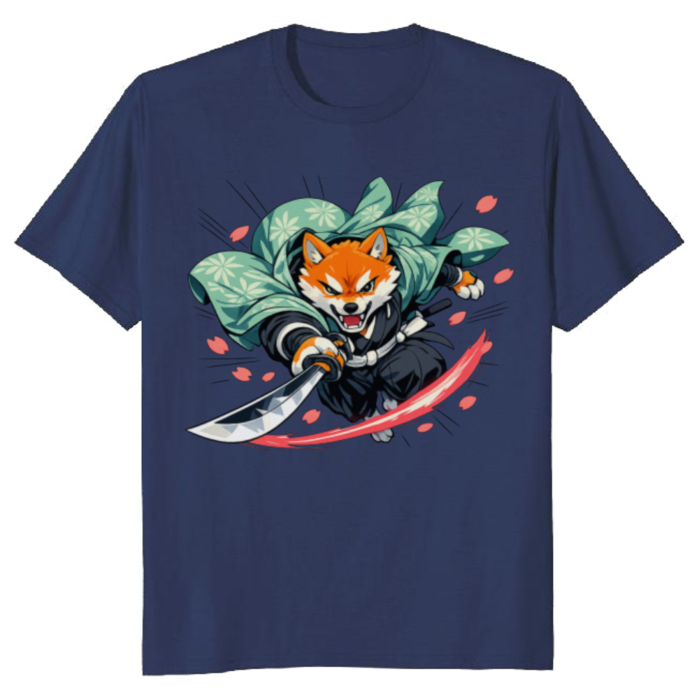 Cinematic Shiba Samurai Retro Anime Tee Epic Gifts for Men Women Boy Kids T-Shirt