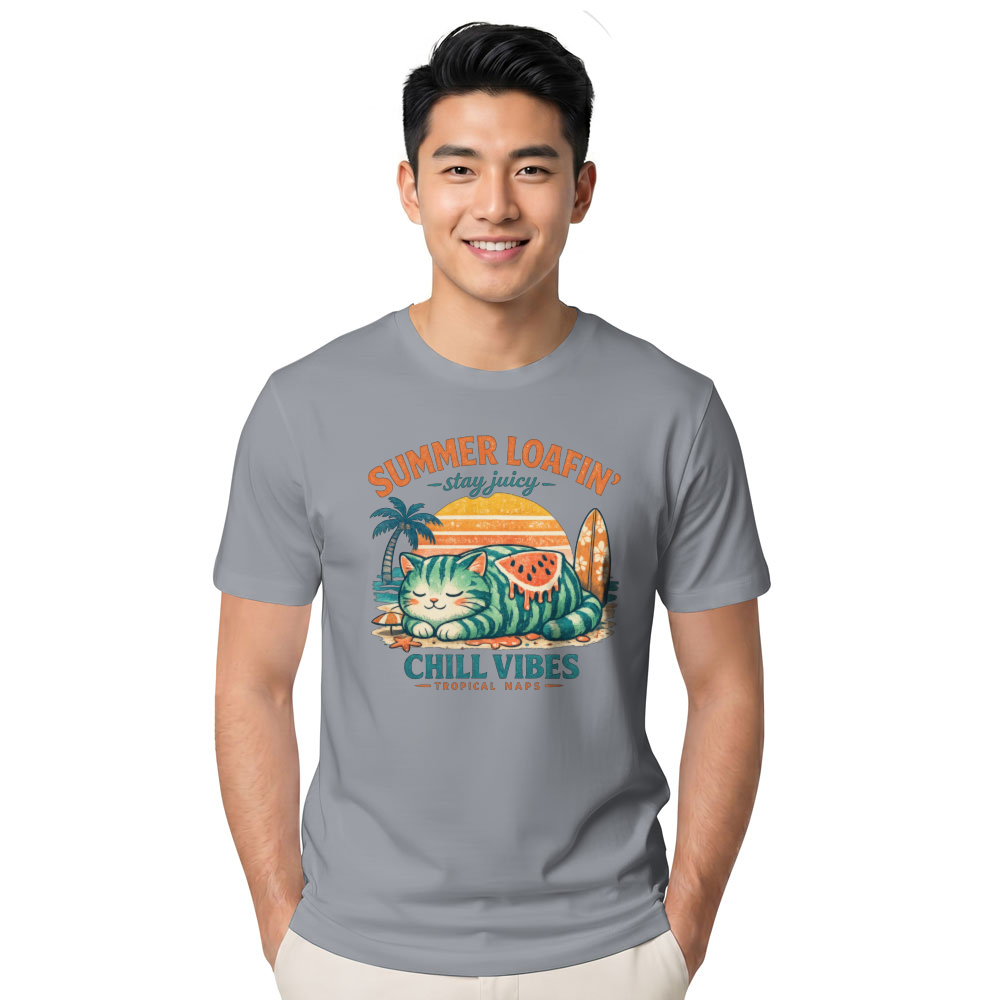 Retro Watermelon Cat Loaf Graphic Cute Gifts for Men Women Boy Kids T-Shirt