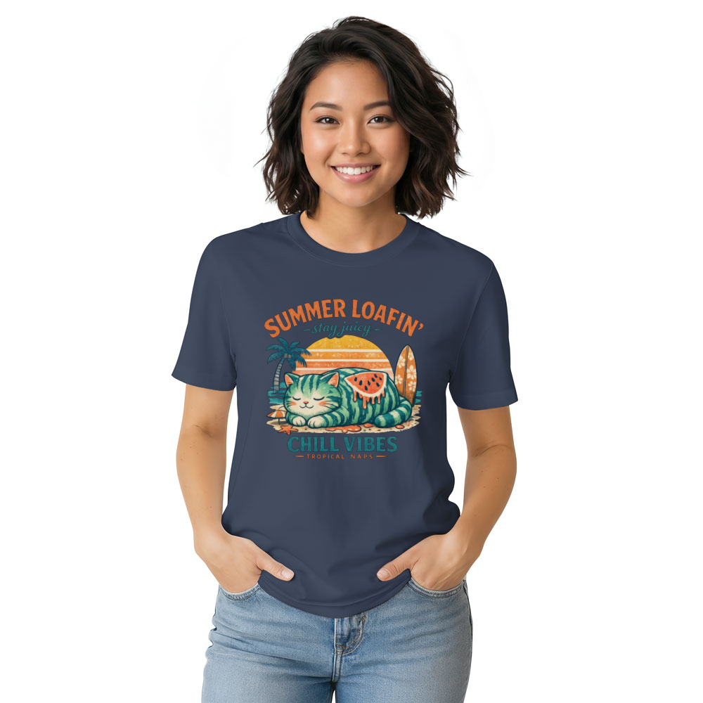 Retro Watermelon Cat Loaf Graphic Cute Gifts for Men Women Boy Kids T-Shirt