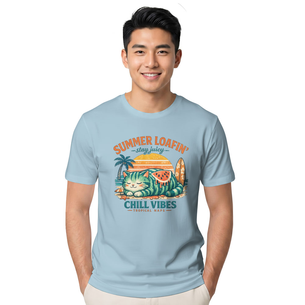 Retro Watermelon Cat Loaf Graphic Cute Gifts for Men Women Boy Kids T-Shirt