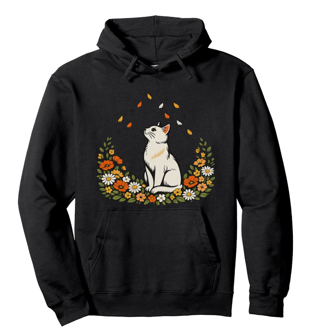 Boho Cat Pullover Hoodie For Calm Cat Lovers Serene Gifts For Men Women Boy Kids Pull Over Hoodie