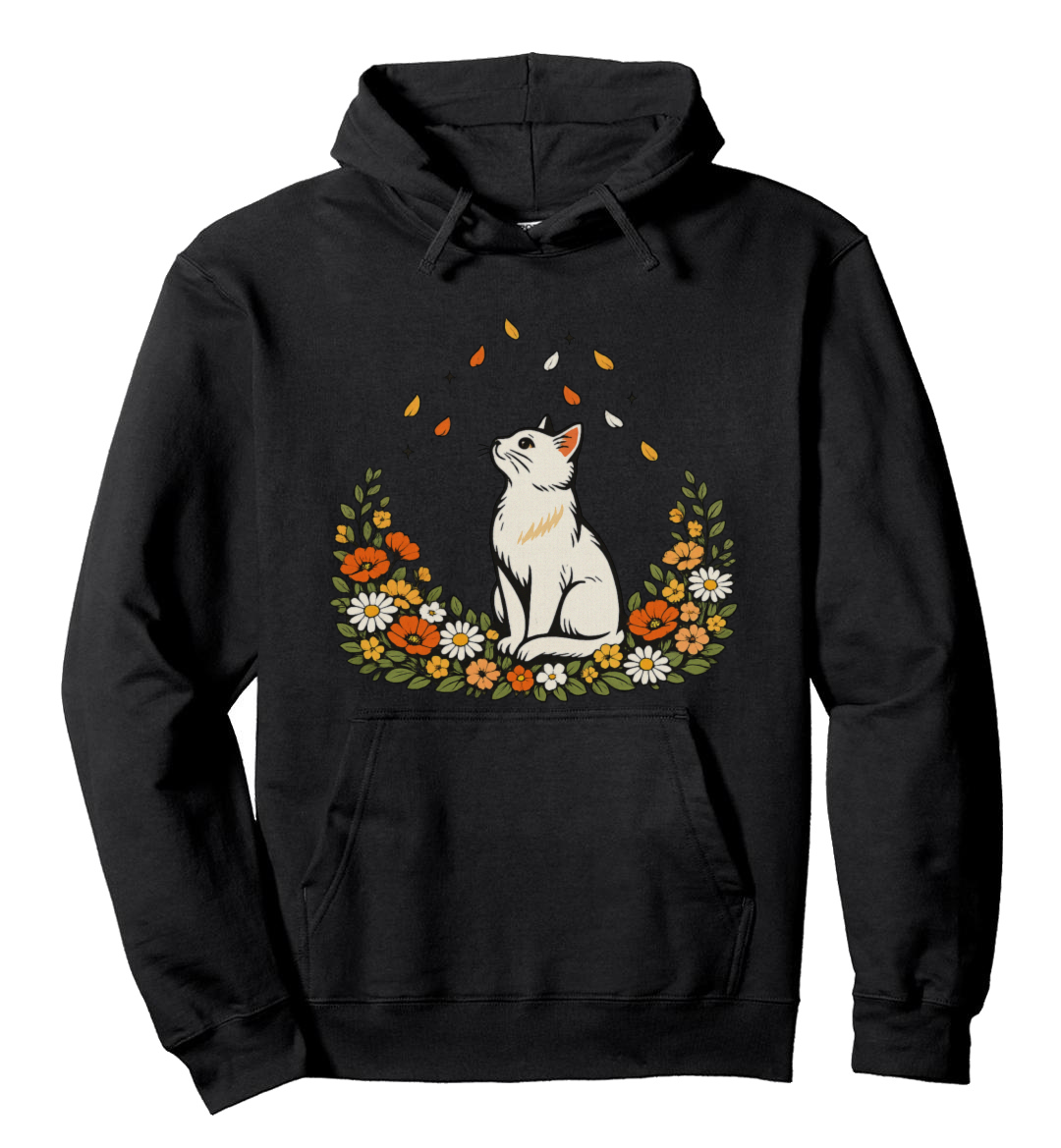 Boho Cat Pullover Hoodie For Calm Cat Lovers Serene Gifts For Men Women Boy Kids Pull Over Hoodie