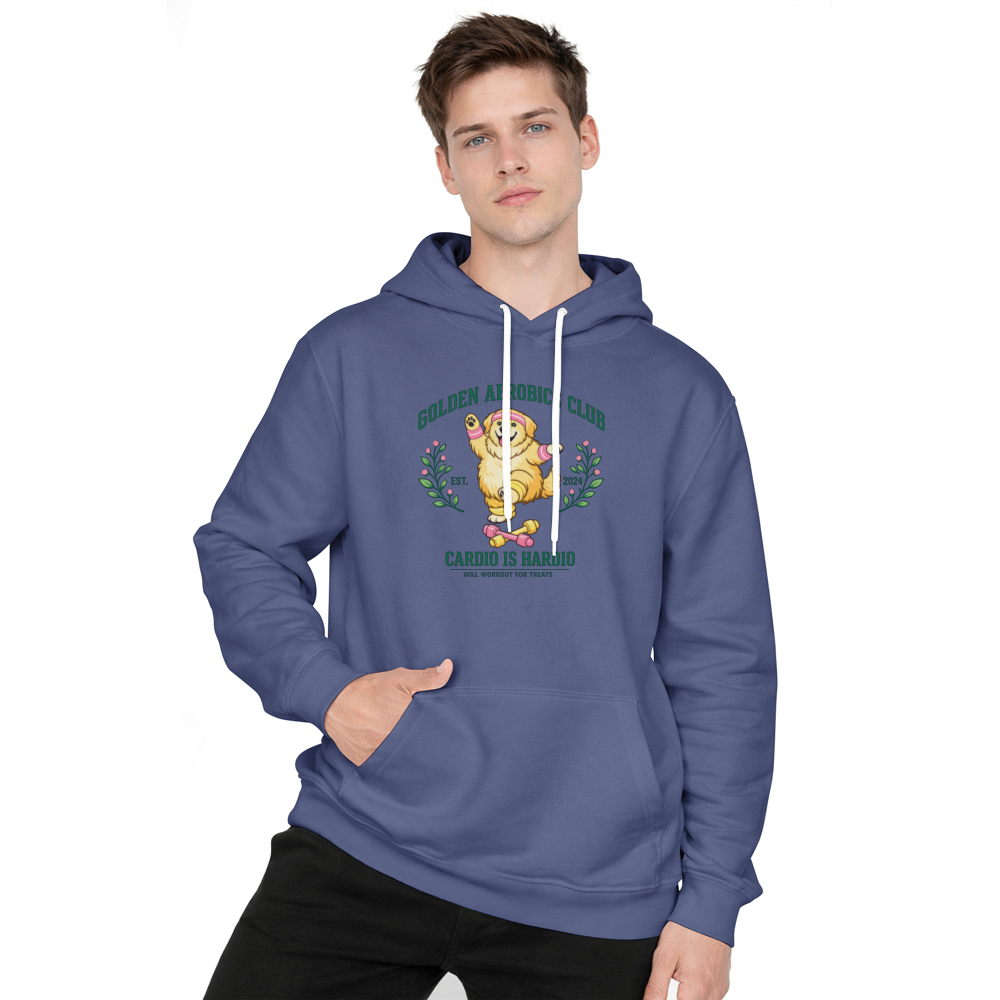 Chubby Golden Retriever Aerobics Hoodie Cardio Is Hardio Collegiate Funny Gifts for Men Women Boy Kids Pull Over Hoodie