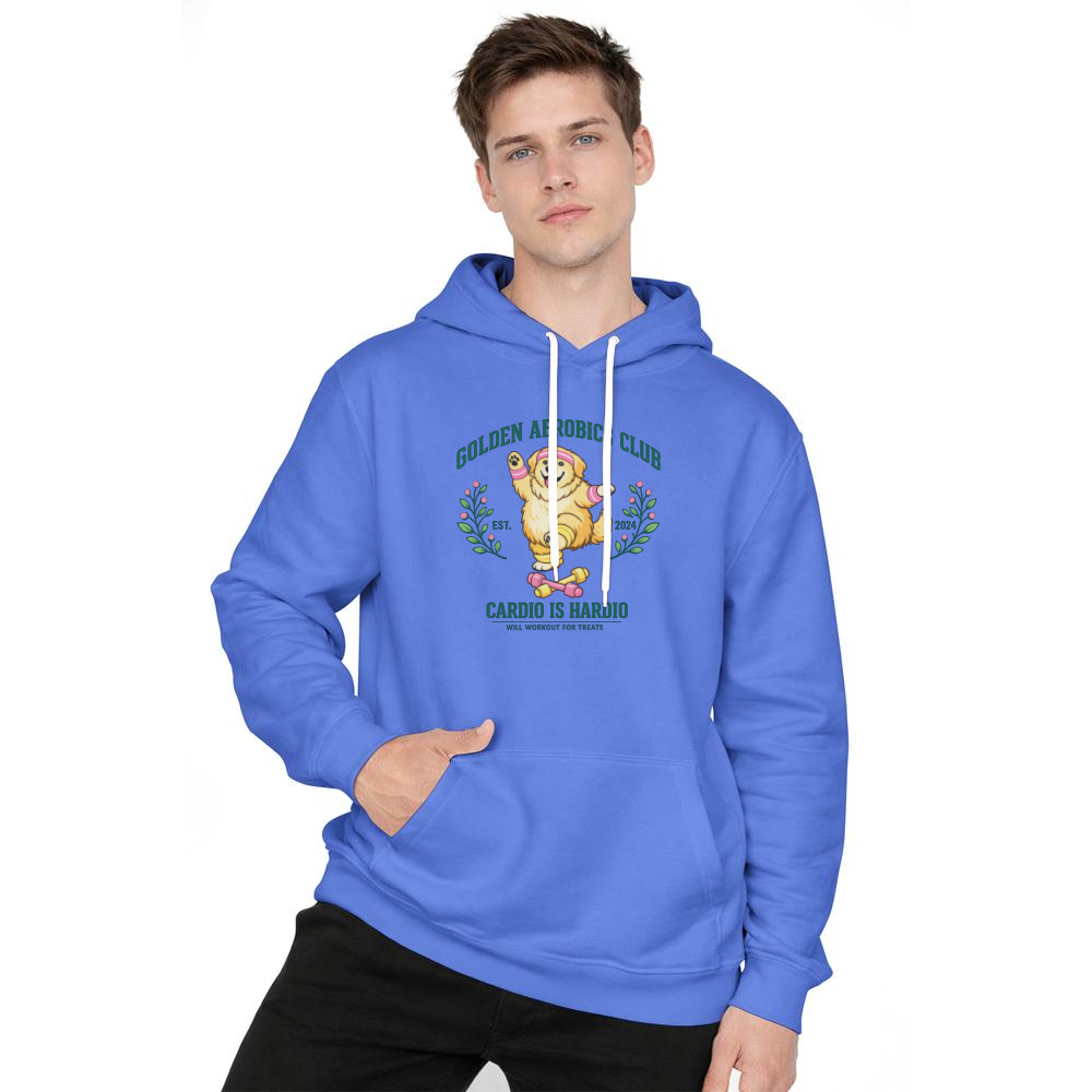 Chubby Golden Retriever Aerobics Hoodie Cardio Is Hardio Collegiate Funny Gifts for Men Women Boy Kids Pull Over Hoodie