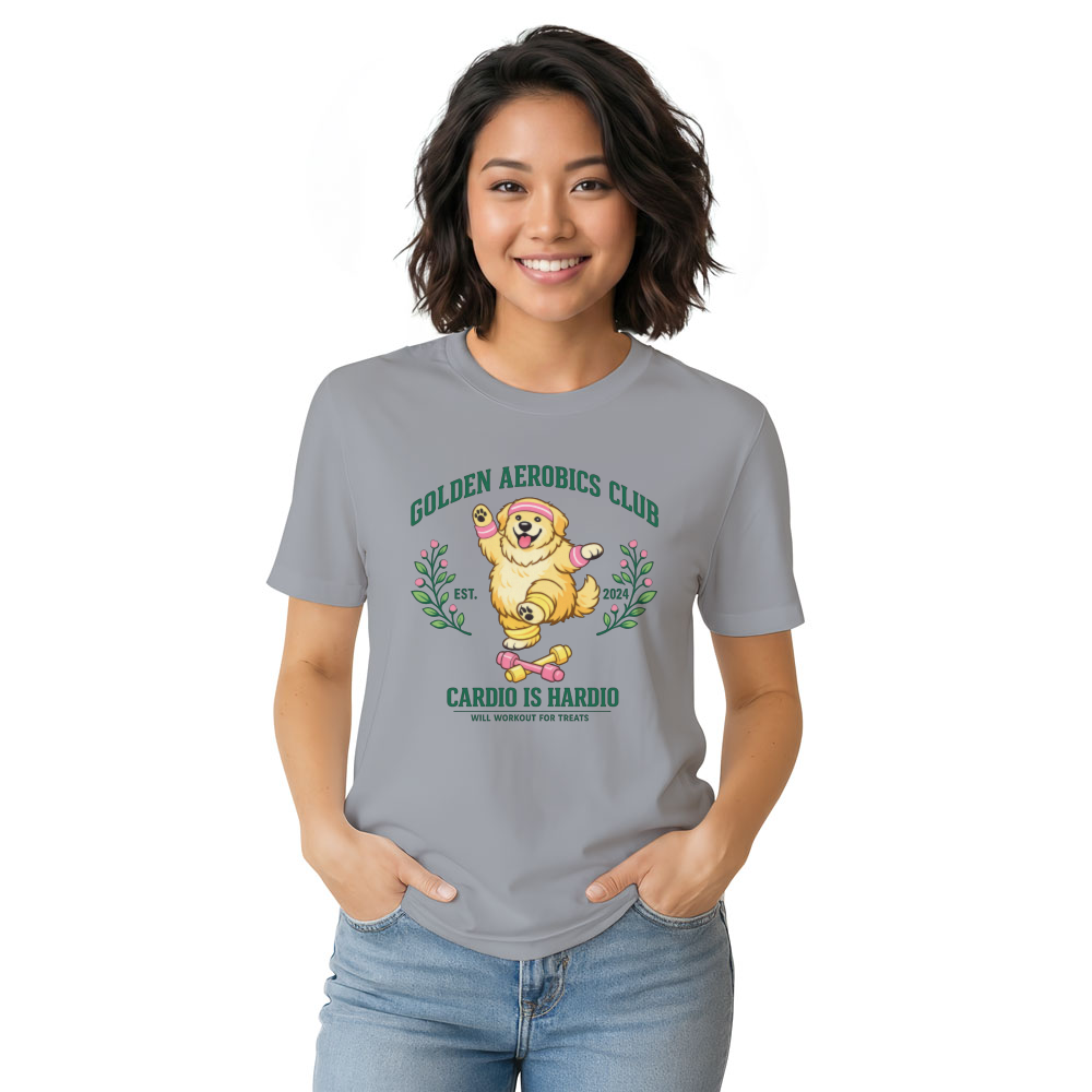 Golden Aerobics Club Chubby Retriever Gym Humor Tee Cute Gifts for Men Women Boy Kids T-Shirt