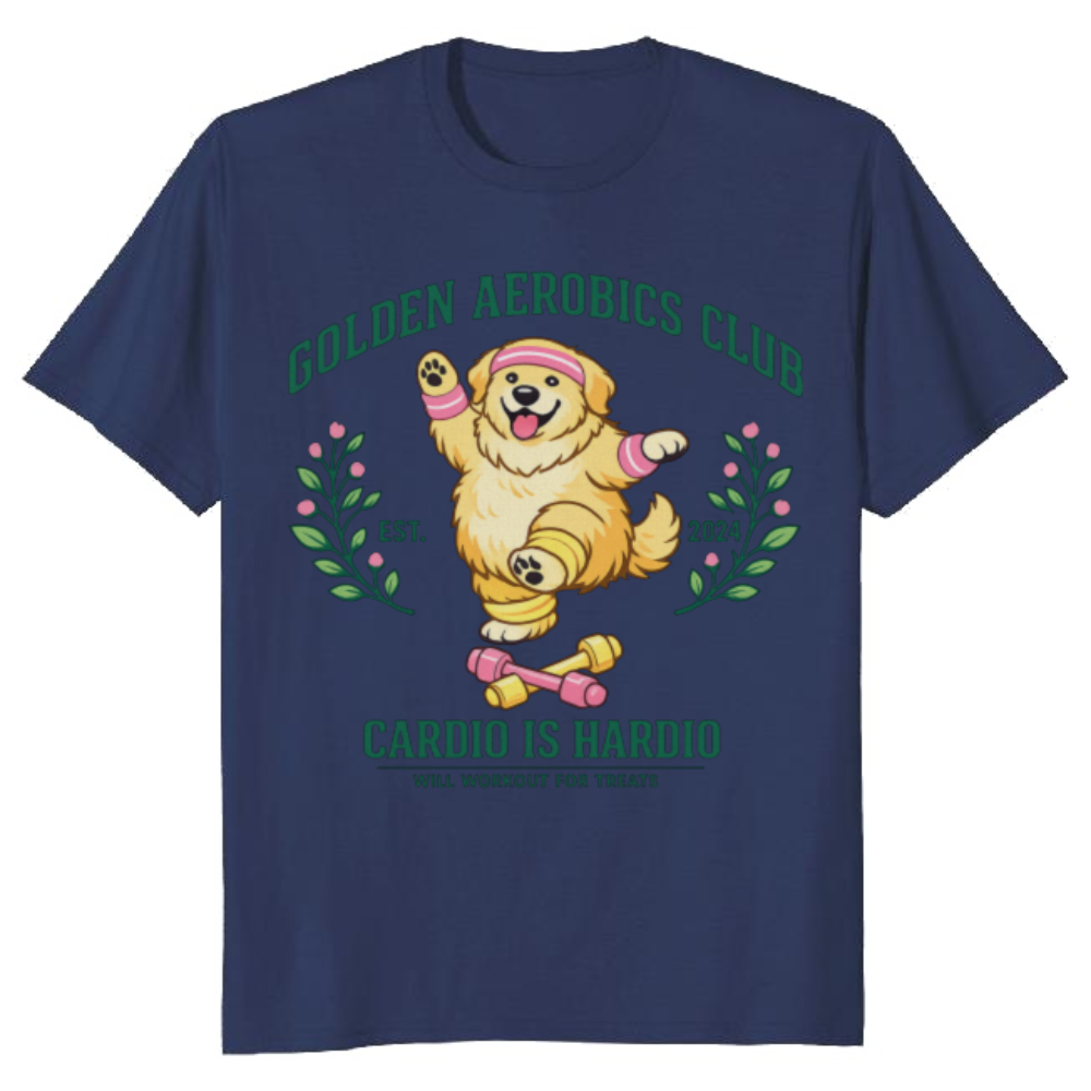 Golden Aerobics Club Chubby Retriever Gym Humor Tee Cute Gifts for Men Women Boy Kids T-Shirt