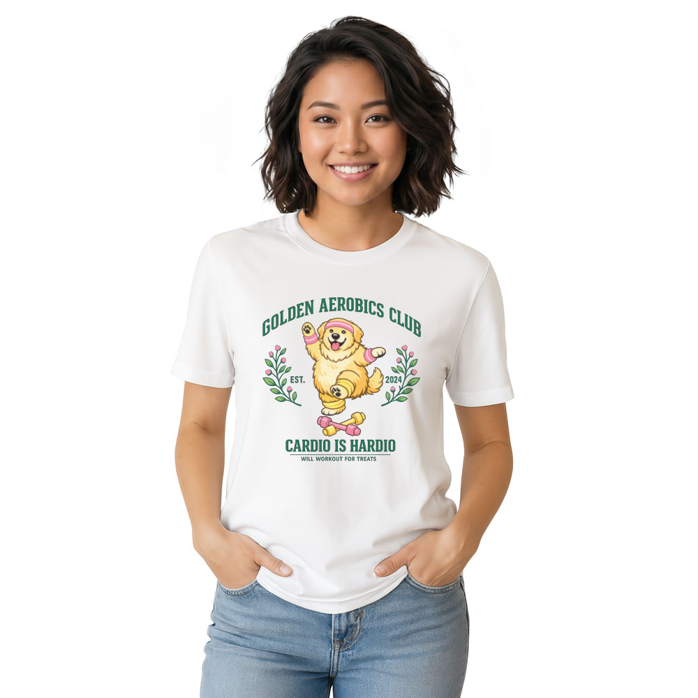 Golden Aerobics Club Chubby Retriever Gym Humor Tee Cute Gifts for Men Women Boy Kids T-Shirt