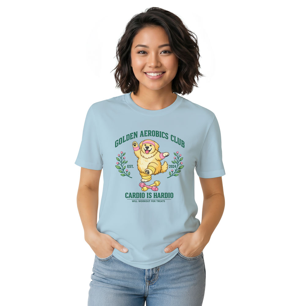 Golden Aerobics Club Chubby Retriever Gym Humor Tee Cute Gifts for Men Women Boy Kids T-Shirt