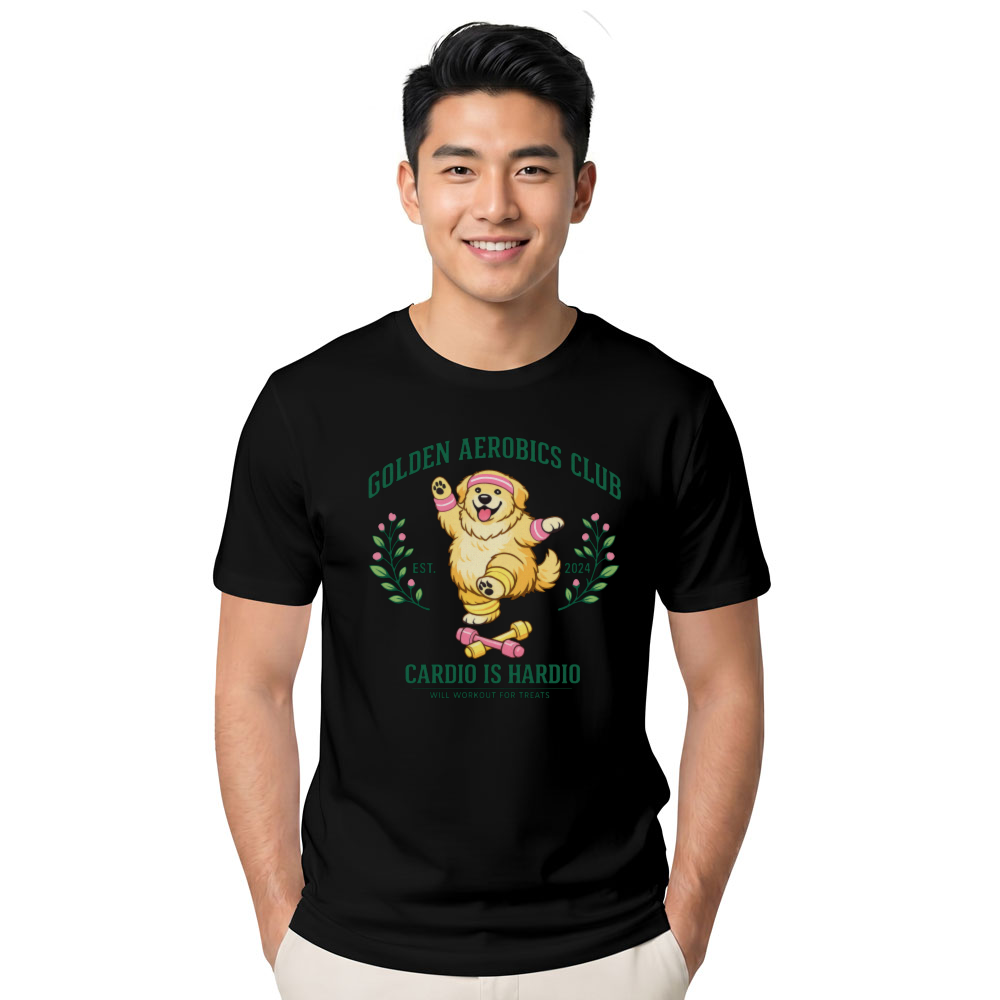 Golden Aerobics Club Chubby Retriever Gym Humor Tee Cute Gifts for Men Women Boy Kids T-Shirt