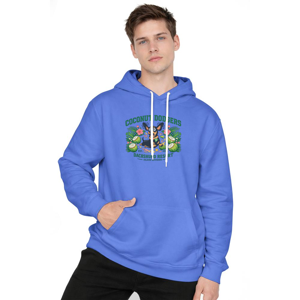 Preppy Tropical Dachshund Crest Hoodie Coconut Dodgers Cute Gifts for Men Women Boy Kids Pull Over Hoodie