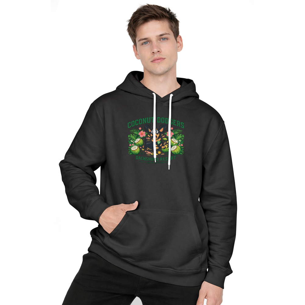 Preppy Tropical Dachshund Crest Hoodie Coconut Dodgers Cute Gifts for Men Women Boy Kids Pull Over Hoodie