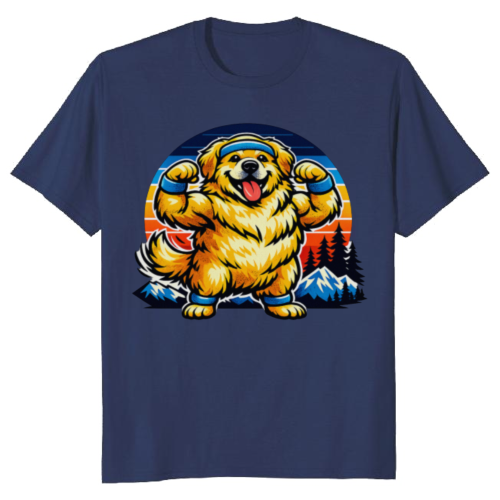 Retro 80s Golden Retriever Gym T-Shirt Wholesome Gifts for Men Women Boy Kids T-Shirt