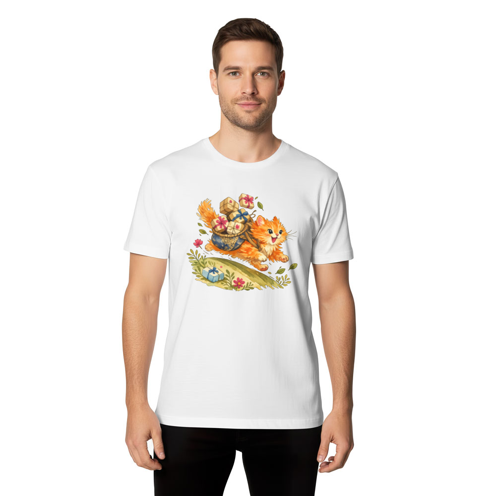Downhill Cat Folk T-Shirt Playful Vintage Humor Whimsical Gifts for Men Women Boy Kids T-Shirt