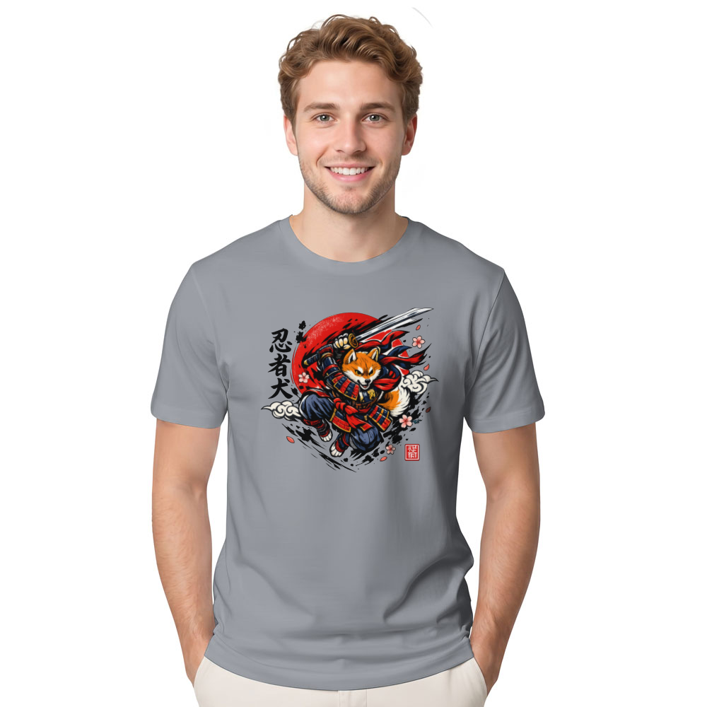 Crimson Leap Shiba Samurai T-Shirt Graphic, Rising Sun Japanese Warrior Cool Gifts for Men Women Boy Kids T-Shirt