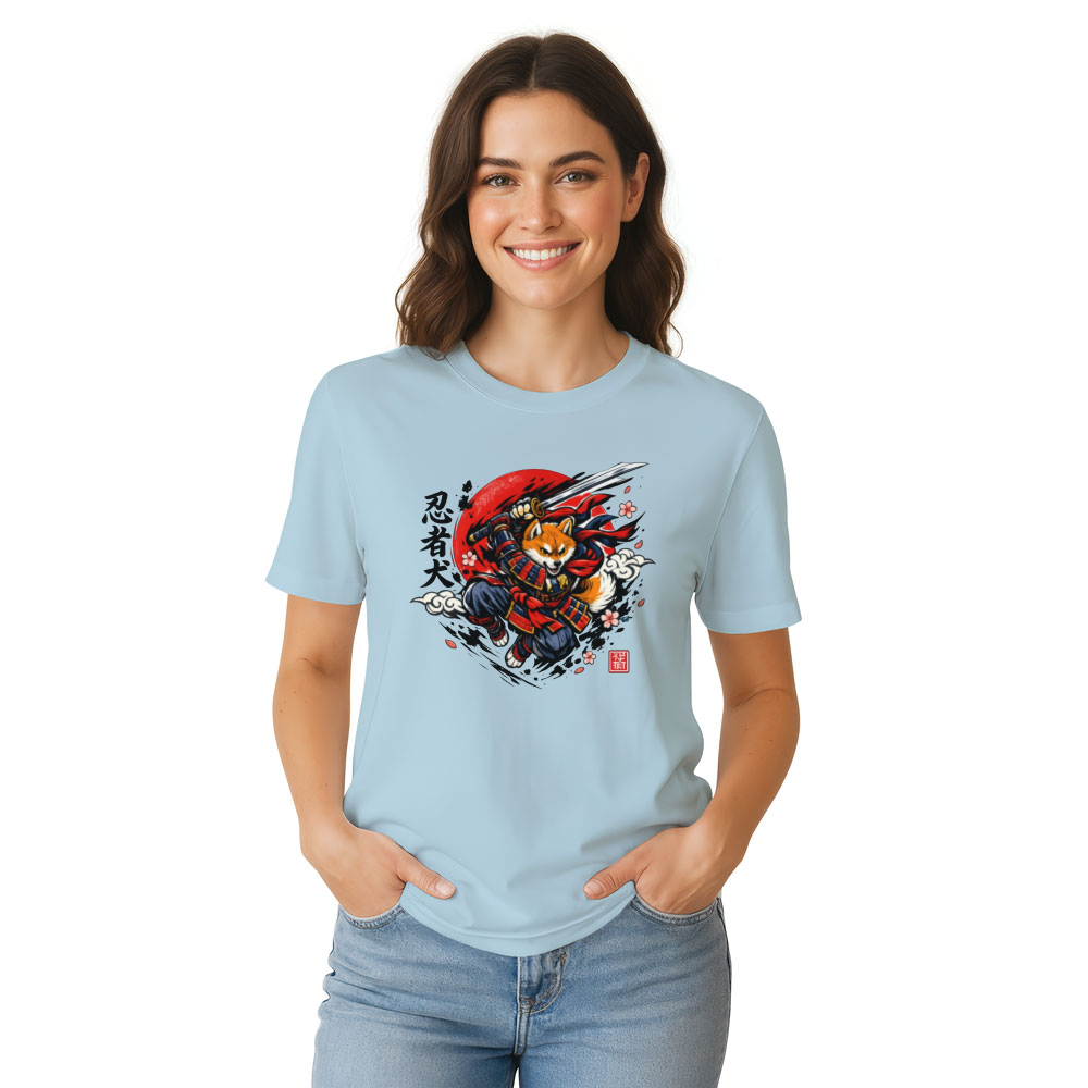 Crimson Leap Shiba Samurai T-Shirt Graphic, Rising Sun Japanese Warrior Cool Gifts for Men Women Boy Kids T-Shirt