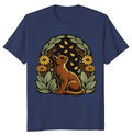 Vintage 70s Cat Floral T-Shirt Retro Dome Feline Art Serene Gifts for Men Women Boy Kids T-Shirt