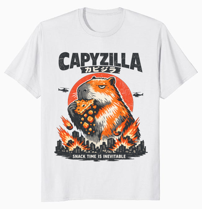 Capyzilla Vintage Kaiju Capybara Burnout Humor Quirky Gifts for Men Women Boy Kids T-Shirt