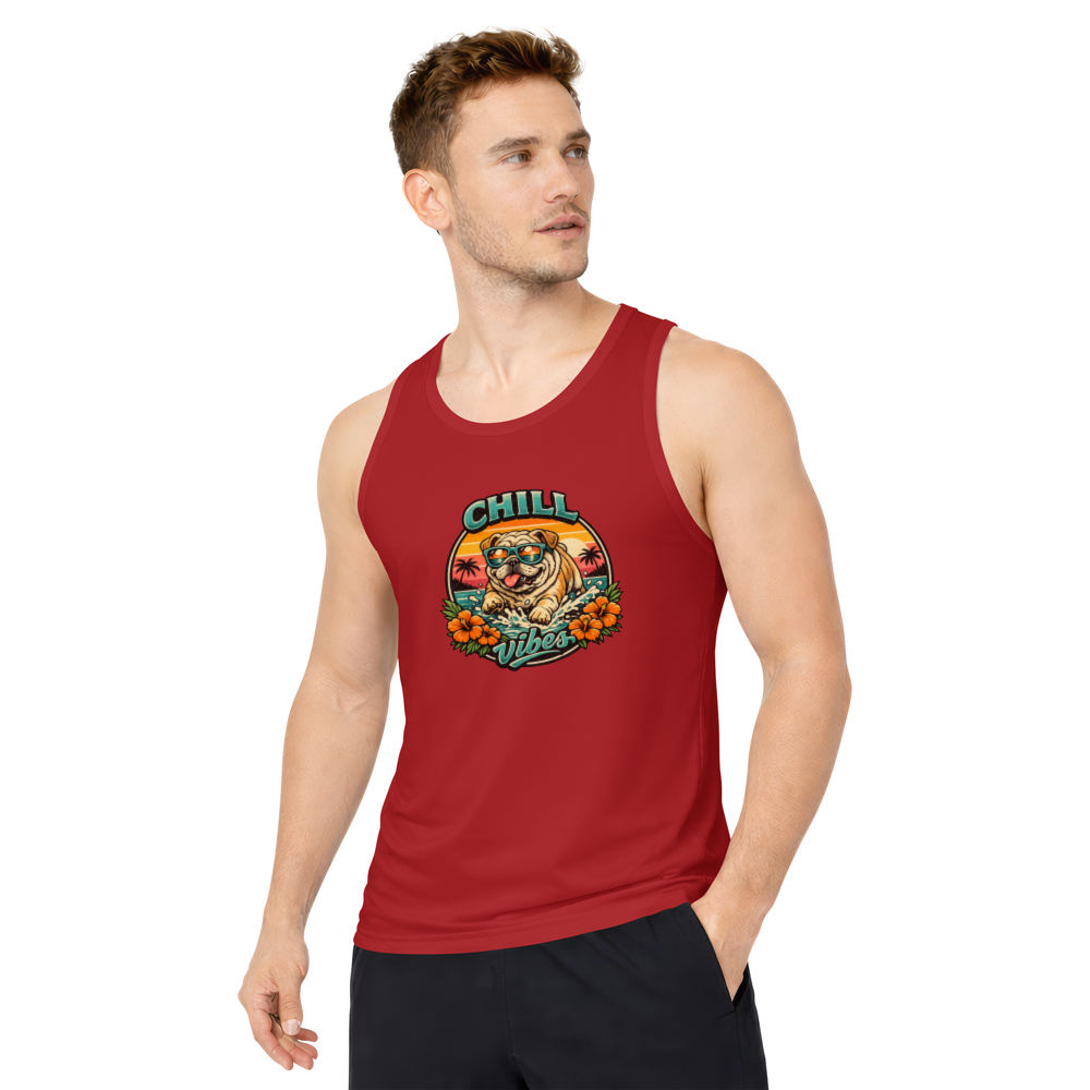 Retro Bulldog Surf Graphic Halftone Beach Sunset Chill Vibes Cute Gifts for Men Women Boy Kids Tank Top