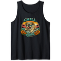 Retro Bulldog Surf Graphic Halftone Beach Sunset Chill Vibes Cute Gifts for Men Women Boy Kids Tank Top