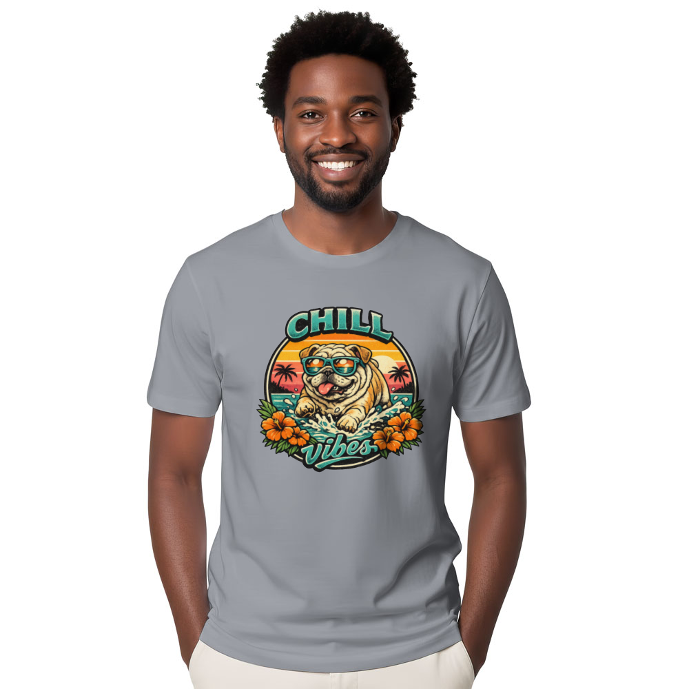 Salty Paws Retro Bulldog Surf T-Shirt, Vintage Halftone Beach Graphic, Funny Gifts for Men Women Boy Kids T-Shirt
