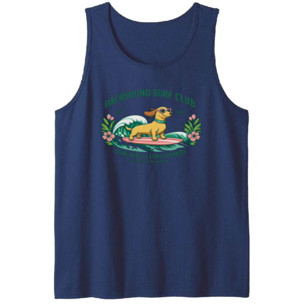 Long Dogs & Longboards Collegiate Surf Dachshund Tank Top Cute Gifts for Men Women Boy Kids Tank Top