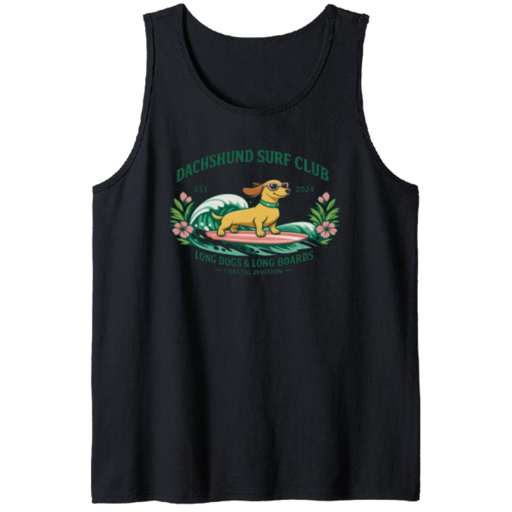 Long Dogs & Longboards Collegiate Surf Dachshund Tank Top Cute Gifts for Men Women Boy Kids Tank Top