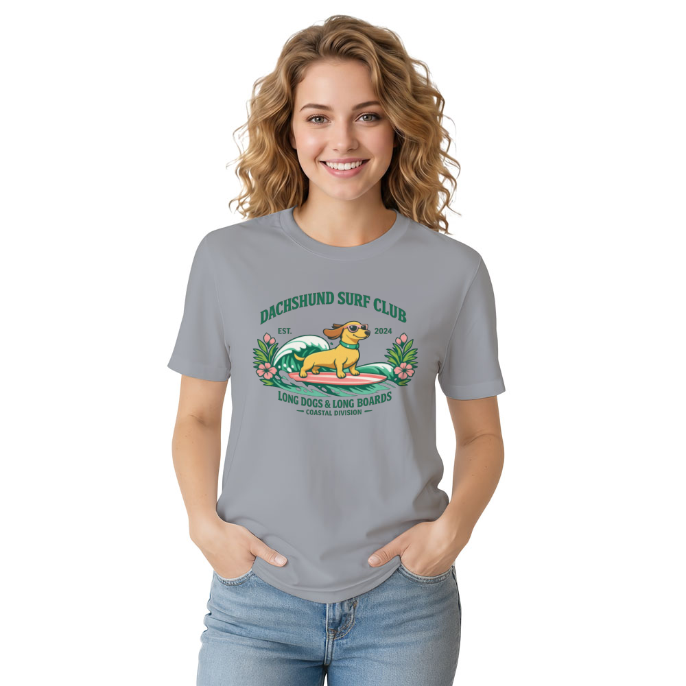 Collegiate Surf Dachshund Pastel Summer Vibes Cute Gifts for Men Women Boy Kids T-Shirt