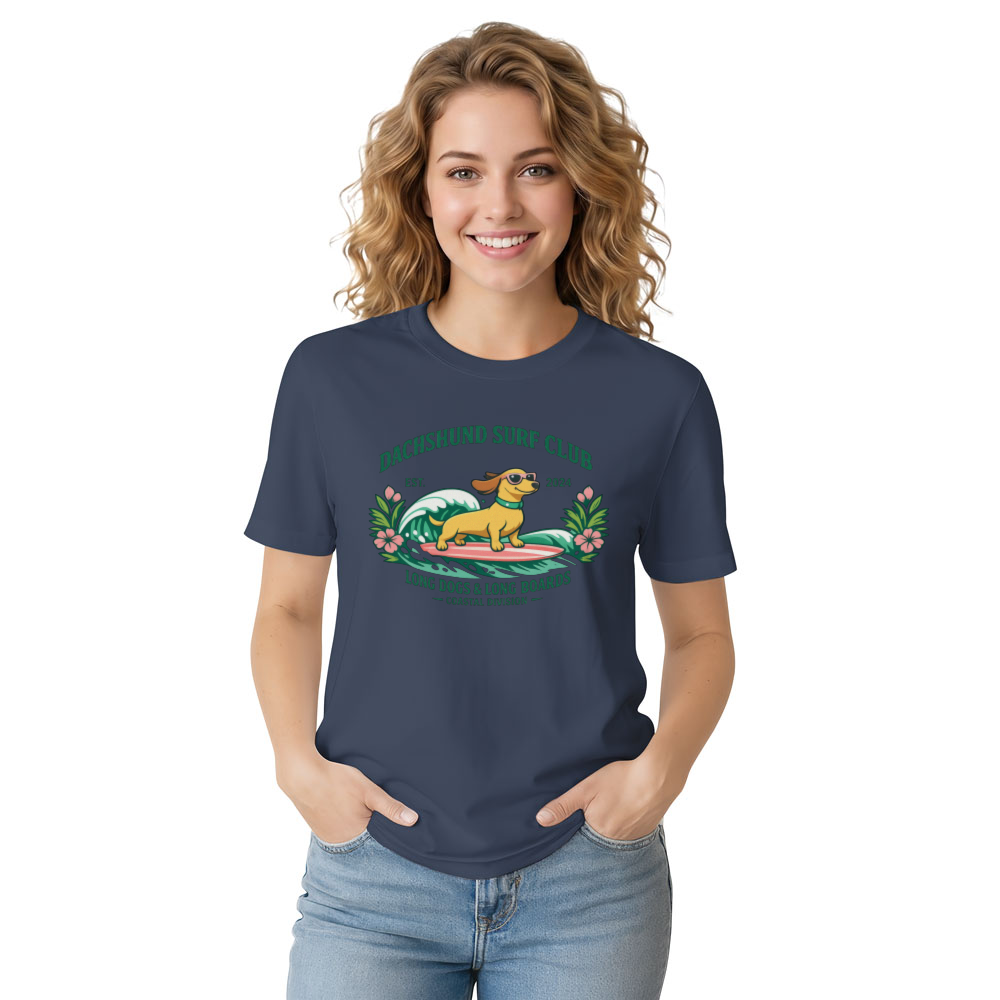 Collegiate Surf Dachshund Pastel Summer Vibes Cute Gifts for Men Women Boy Kids T-Shirt
