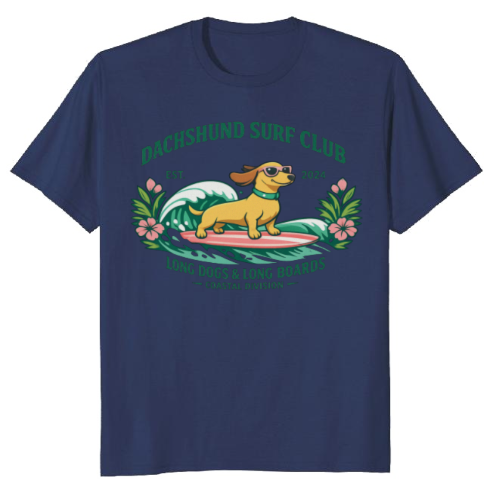 Collegiate Surf Dachshund Pastel Summer Vibes Cute Gifts for Men Women Boy Kids T-Shirt
