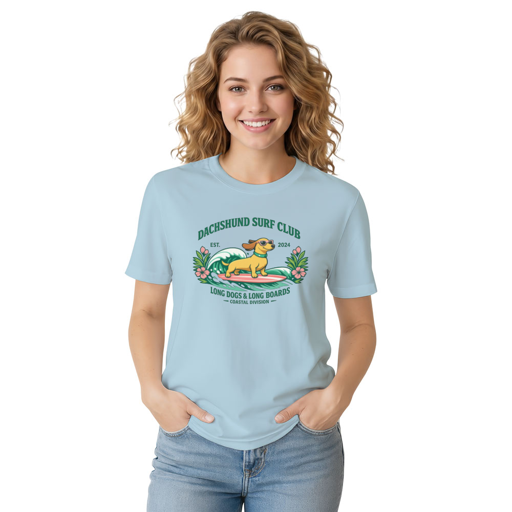 Collegiate Surf Dachshund Pastel Summer Vibes Cute Gifts for Men Women Boy Kids T-Shirt