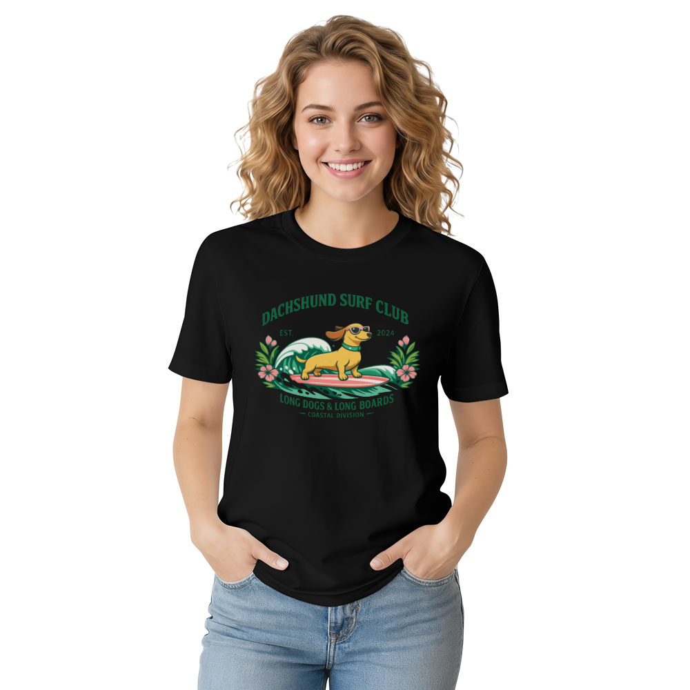 Collegiate Surf Dachshund Pastel Summer Vibes Cute Gifts for Men Women Boy Kids T-Shirt